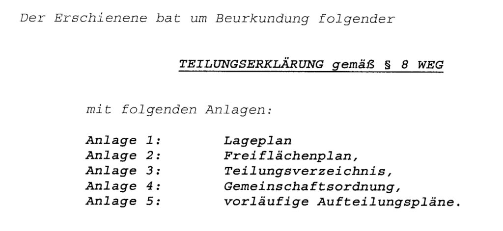 Teilungserklärung Wohnung